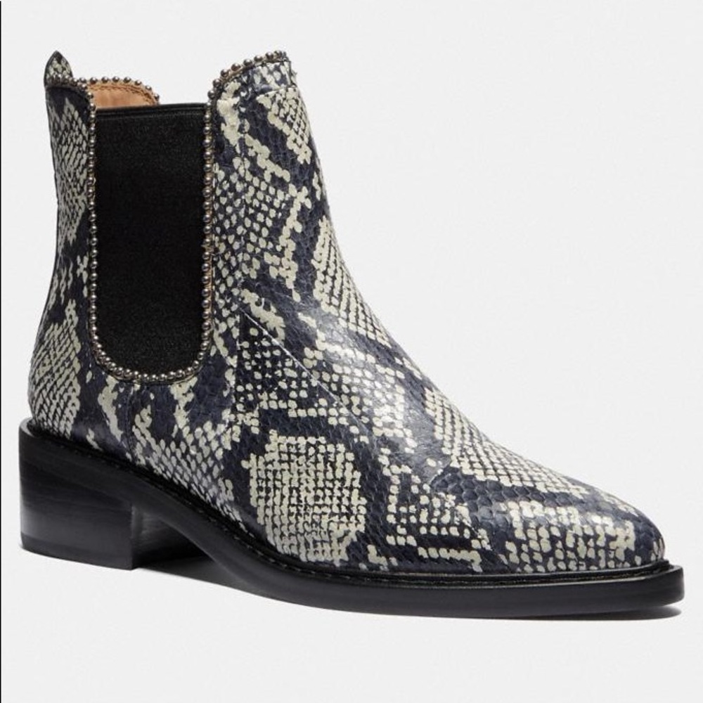 NEW Coach Bowery Snakeskin Chelsea Ankle Bootie 9